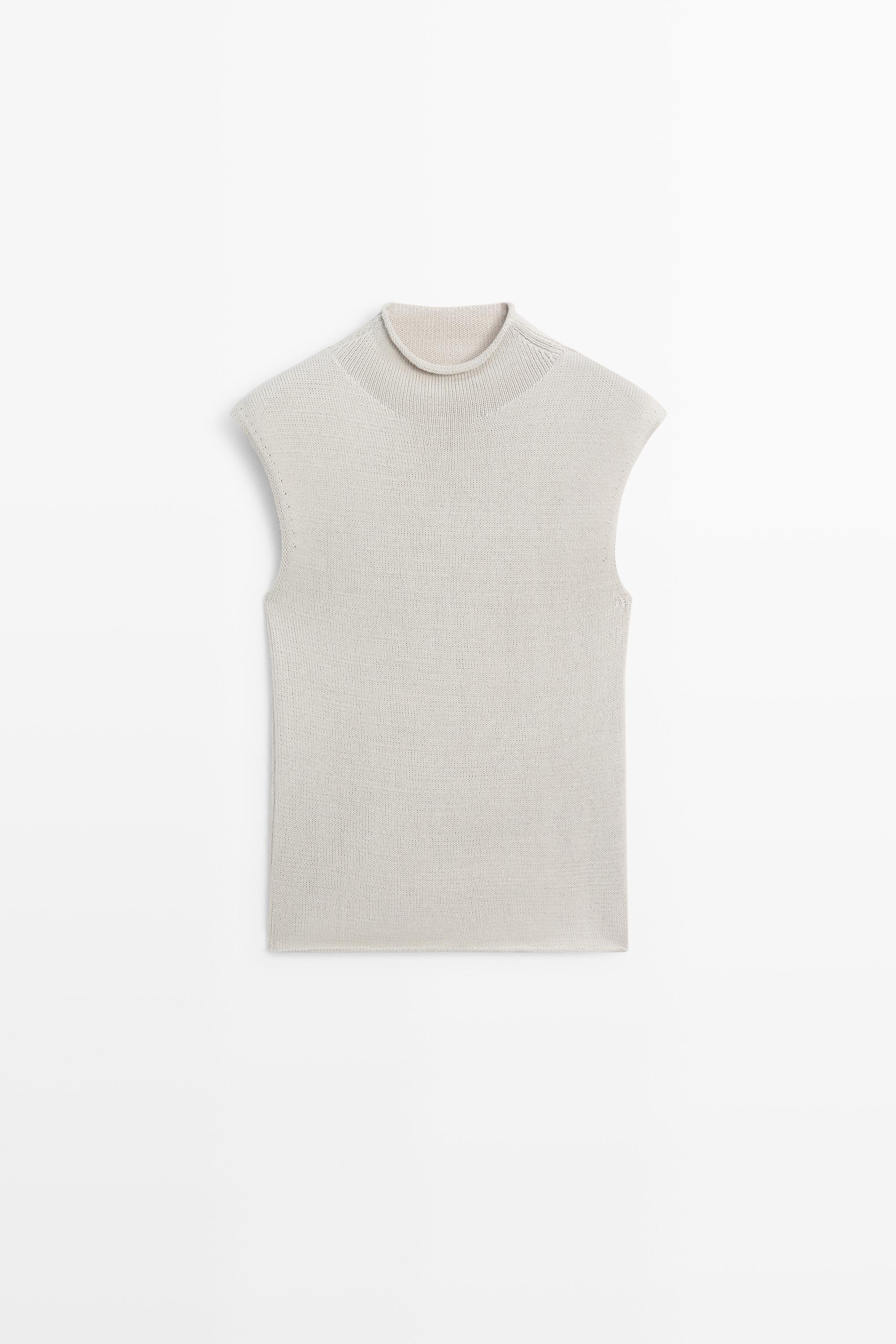 Cotton blend high neck knit top